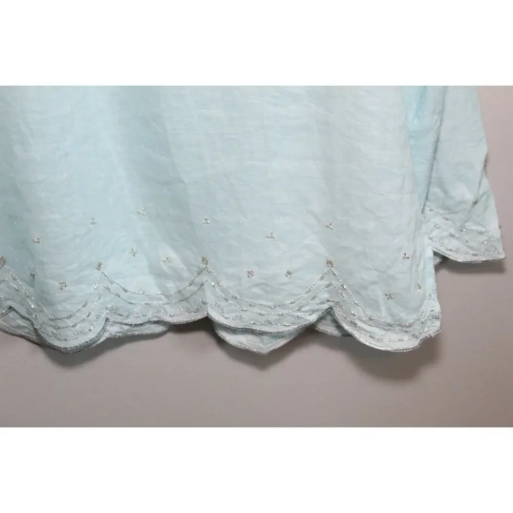 ✨2/$20 Flawed Lilly Pulitzer Linen Beaded Blouse Light Blue Top Small H11153 - Picture 12 of 16